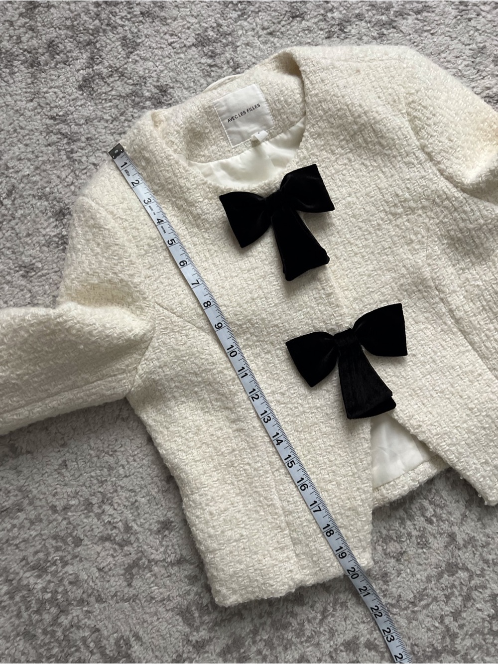 Avec Les Filles Boucle Bow Jacket Cream White Preppy Classic Timeless Medium - Picture 7 of 9
